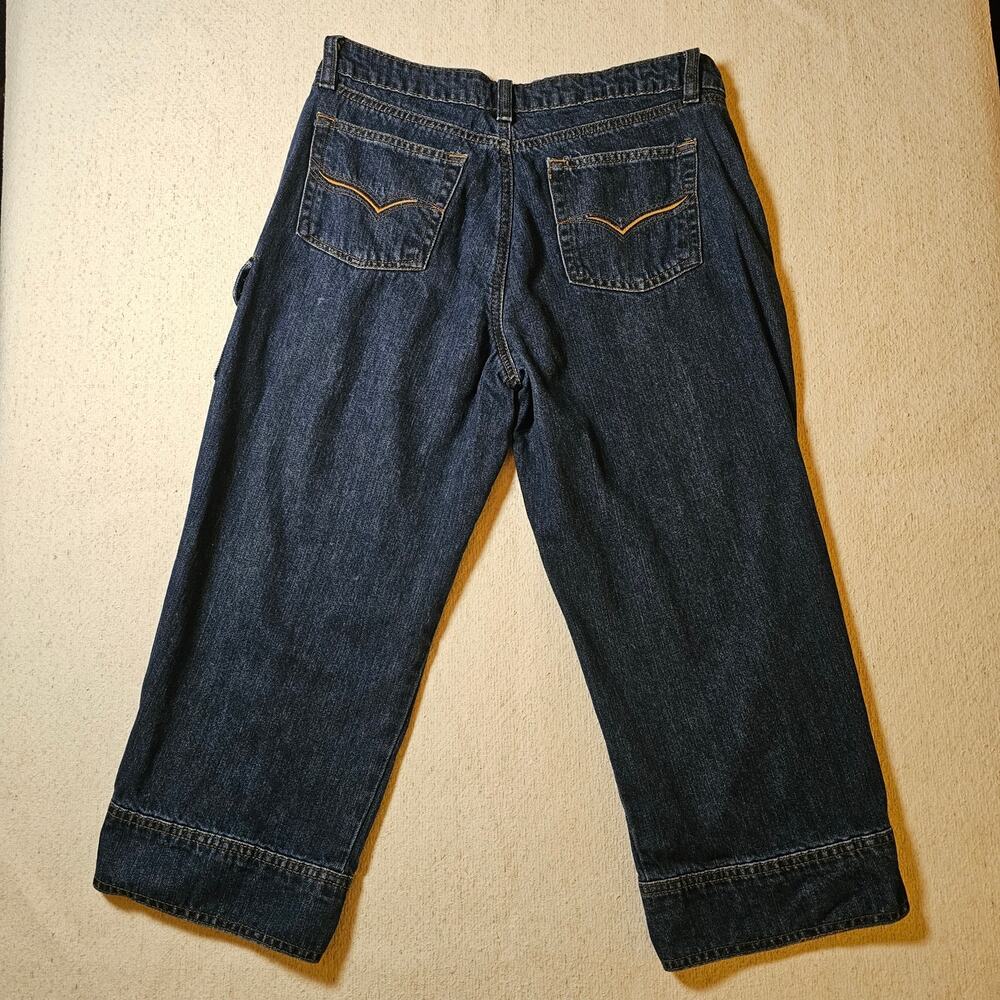 Riders Copper by Lee Size 8/10 Utility Cargo Capri Jeans Dark Wash Y2K Casual - Picture 3 of 10